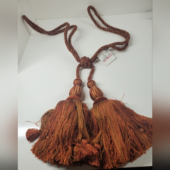Brunschwig & Fils Rust Orange Tiebacks Tassels Curtain Drape Holders 1 pc - Picture 3 of 6
